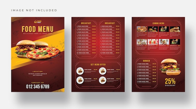 Delicious burger and restaurant food menu flyer