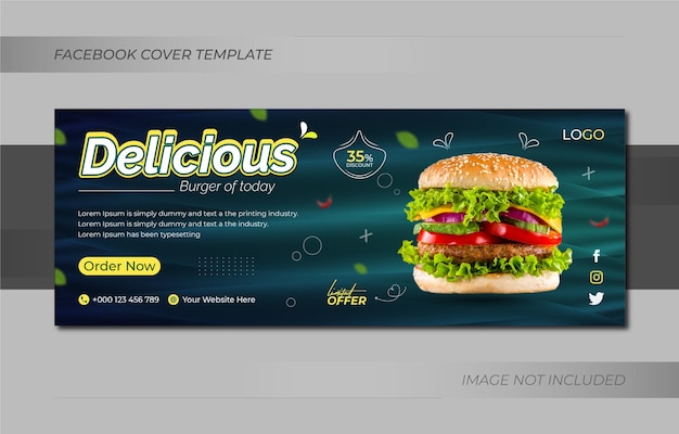 おいしいハンバーガー レストラン フード メニュー ソーシャル メディア カバー デザインまたは web バナー テンプレート