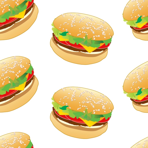 Vector delicious burger seamless pattern