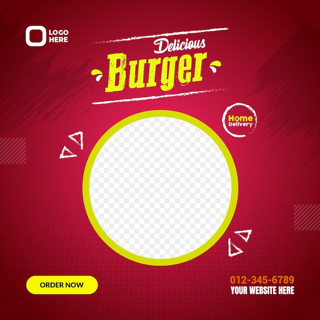 Vector delicious burger social media banner