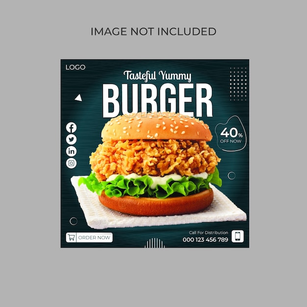 Delicious burger social media  and instagram post design template