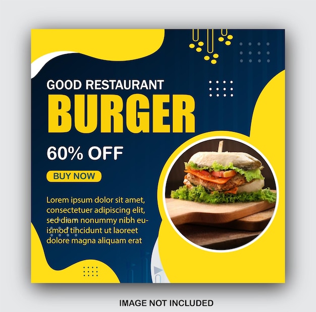 Delicious burger social media post banner cover banner food menu restaurant social media template