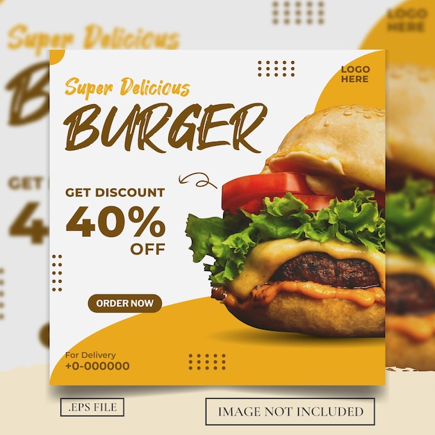 Vector delicious burger social media post or flyer