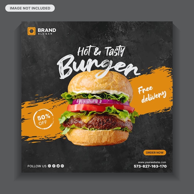 Vector delicious burger social media post, food social media post, food menu, food template