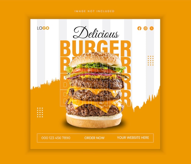 Vector delicious burger social media post template