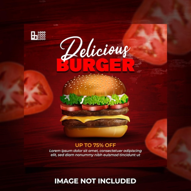 delicious burger social media post template