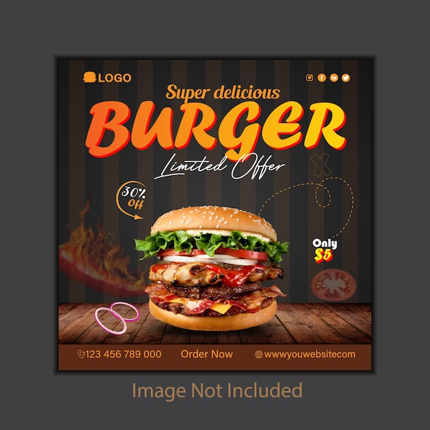 delicious burger social media post