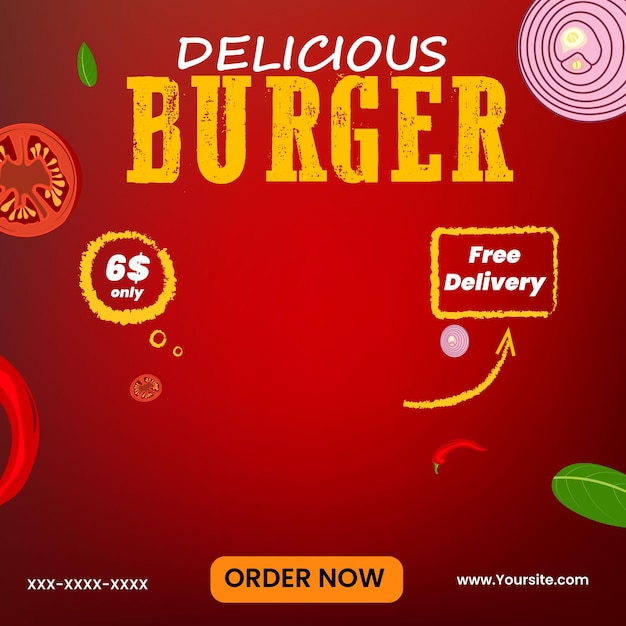 Delicious burger social media promotion post