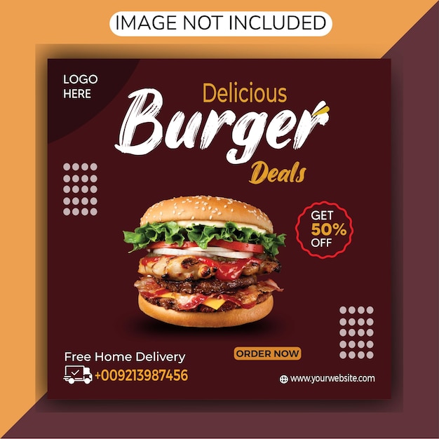 Vector delicious burger social media template