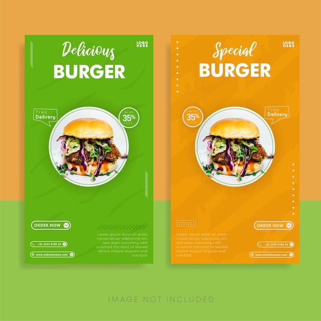 Delicious burger and special burger menu instagram stories template