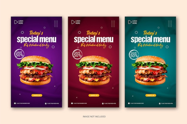 Delicious burger  story  promotion banner  Instagram and Facebook story design template