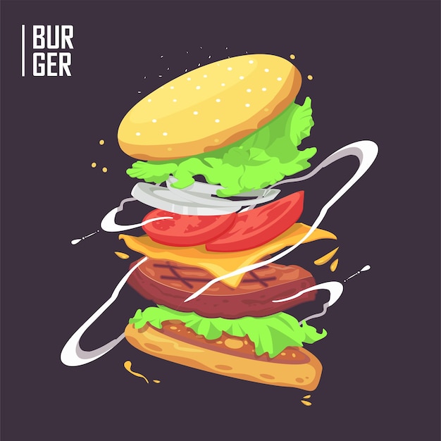 Delicious burger vector concept illustration