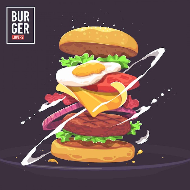 ベクトル おいしいハンバーガーのベクトル図