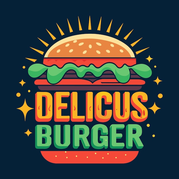 Delicious burger with typography for web banner template