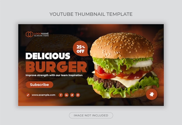 Vector delicious burger youtube thumbnail template