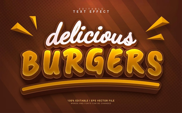 Delicious burgers cartoon 3d style text effect