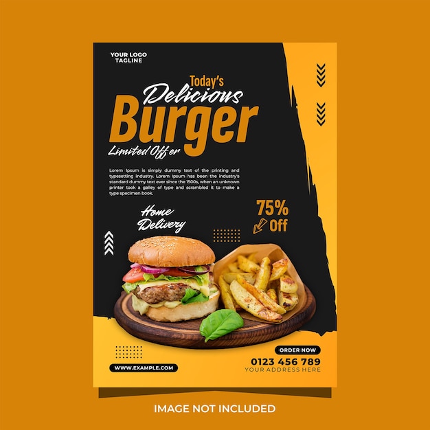 Vector delicious burgger flyer promotion template