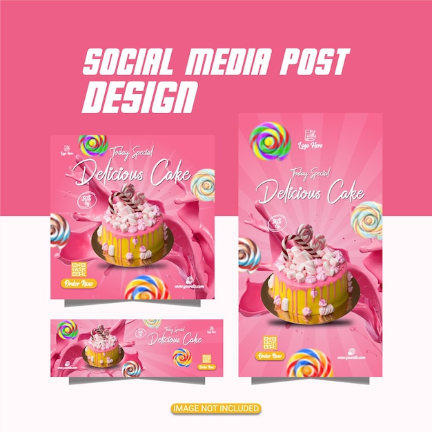 Vector delicious cake flyer birthday cake bakery house flyer or birthday cake flyer design