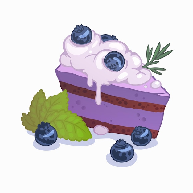 Delicious cake with blueberries and mint leaf