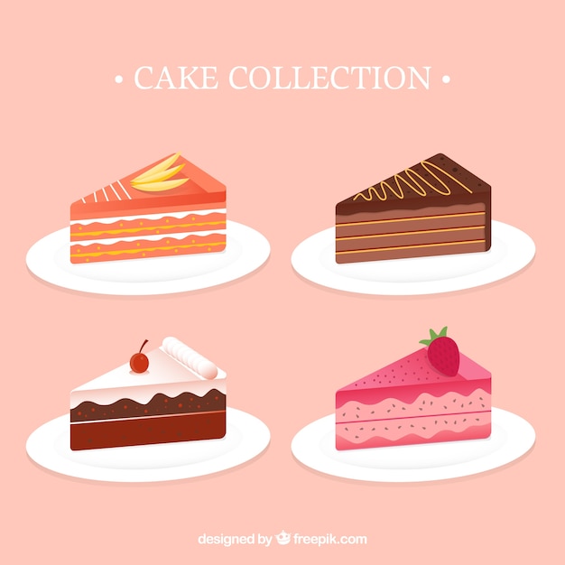 Vector delicious cakes collection in flat style