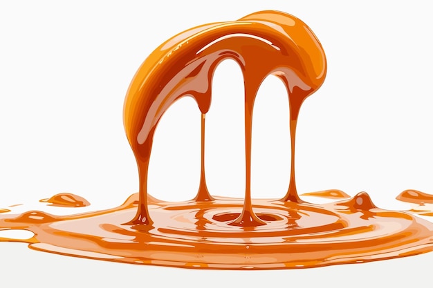 Vector delicious caramel sauce on white background