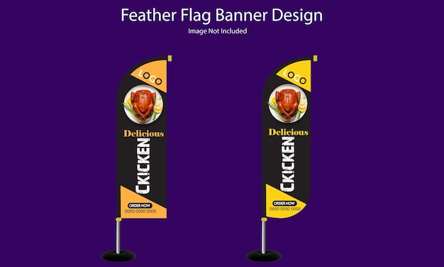 Vector delicious chicken feather flag design