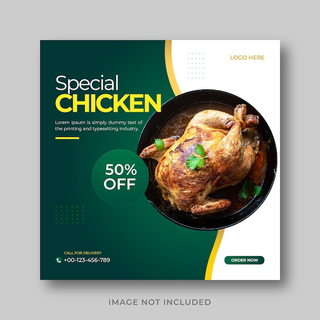 Delicious chicken social media food banner design