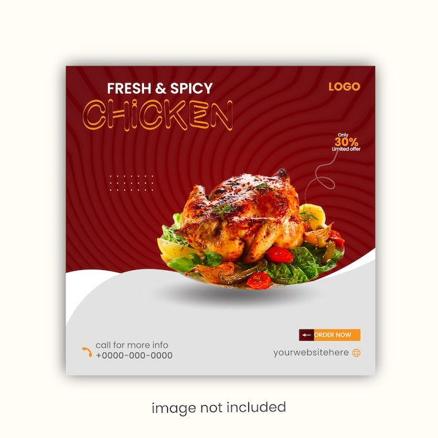 Delicious Chicken Social Media Post Design Template (Sjabloon voor het ontwerpen van posten voor sociale media)