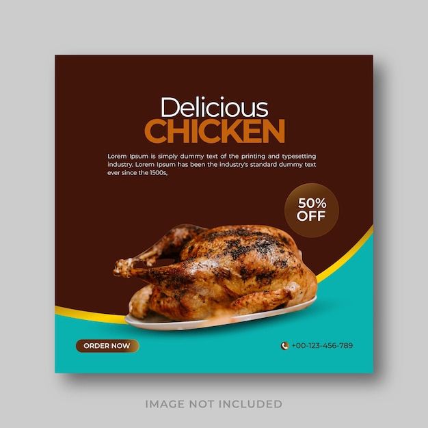 Вкусный дизайн поста в социальных сетях с курицей