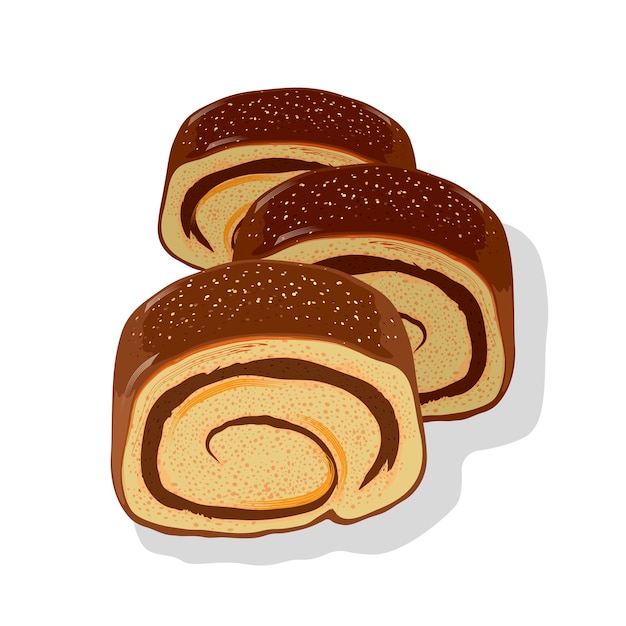 delicious chocolate cake roll cutted to pieces