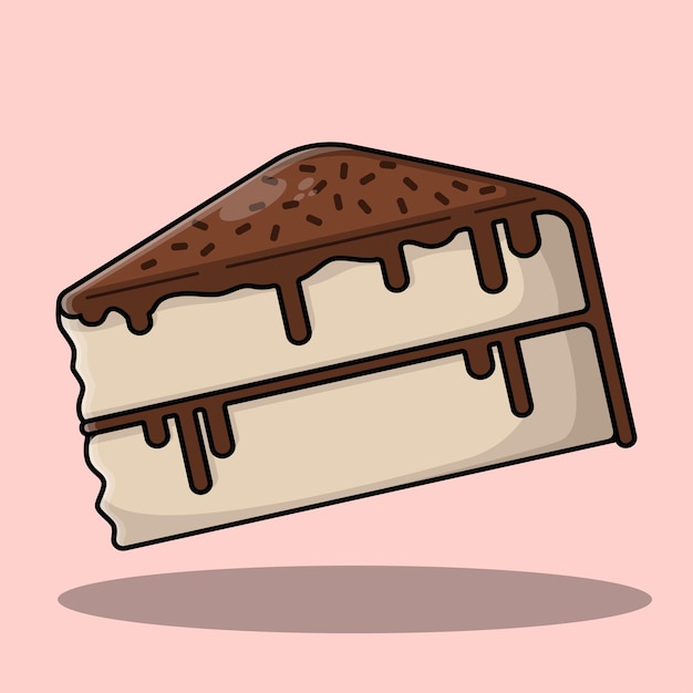 Vettore deliziosa torta al cioccolato illustrazione di una fetta di torta vettore di dessert