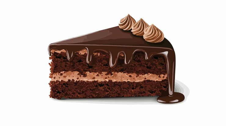 Vector delicious chocolate cake slice flat vector geïsoleerd