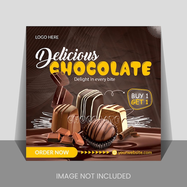 Delicious Chocolate Social Media Post Design promotion and Instagram banner post design Template