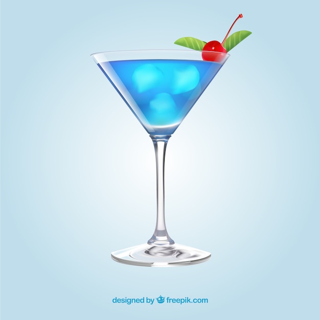 Delicious cocktail in realistic style