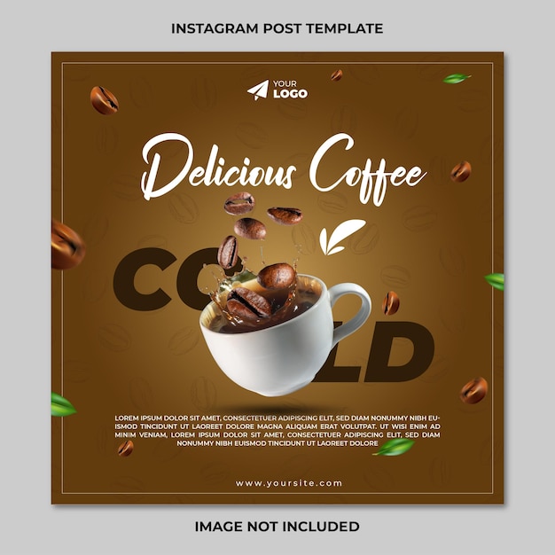 Delicious coffee instagram post and social media banner template