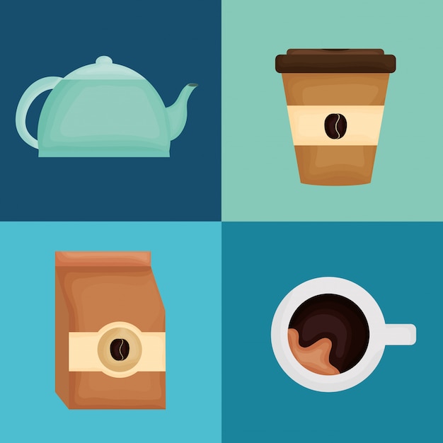 Vector delicious coffee and tea time icons