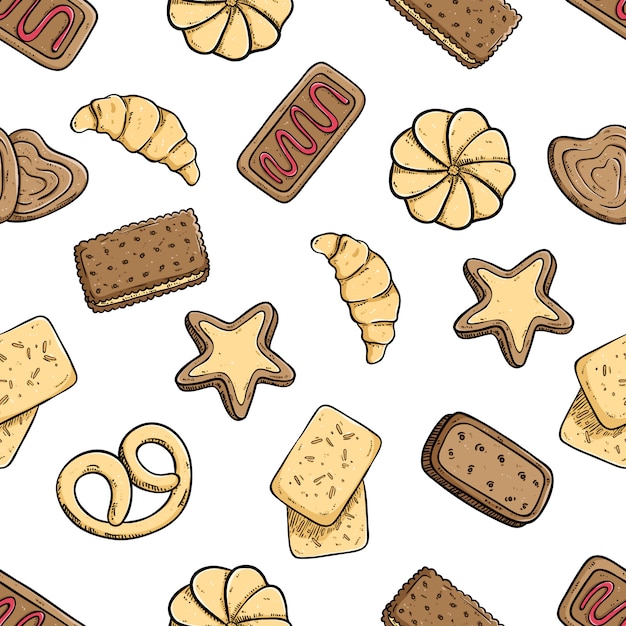 delicious cookies in seamless pattern