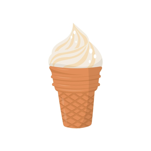 Вектор Вкусное мороженое крем-брюле в вафельном стаканчике вкусный летний десерт плоский векторный элемент для промо-плаката или флаера