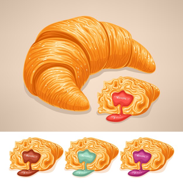 Vettore delizioso croissant