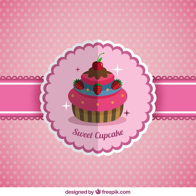 Vector delicious cupcake background in flat design