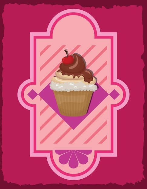 Vettore icona del dessert delizioso cupcake
