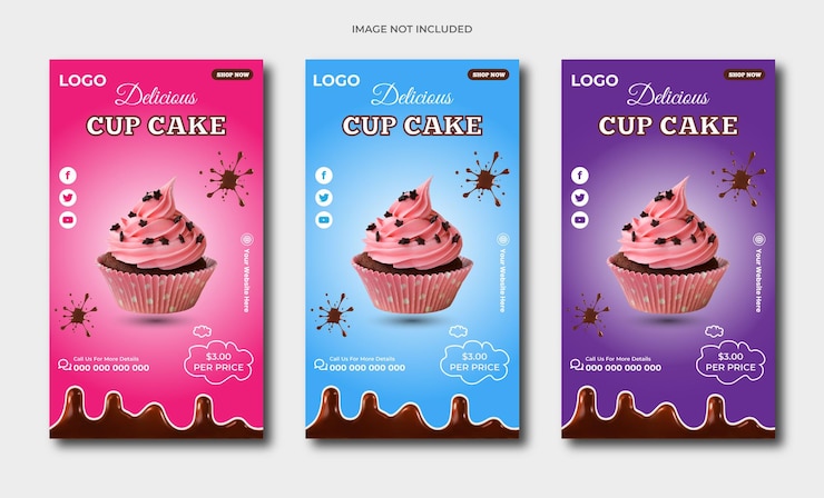 वेक्टर delicious cupcake facebook and instagram story design