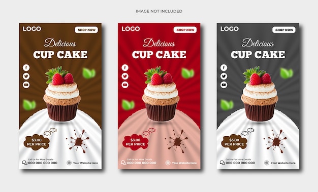 Delicious cupcake facebook and instagram story design