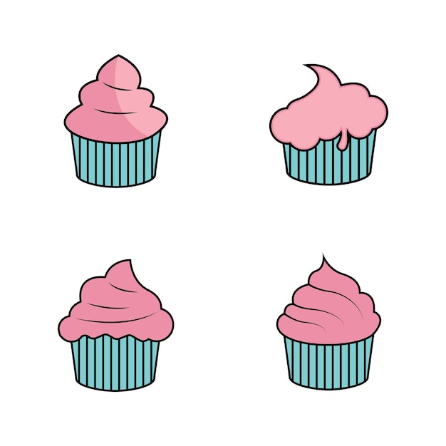 Delizioso cupcake icona illustrazione vettoriale modello design