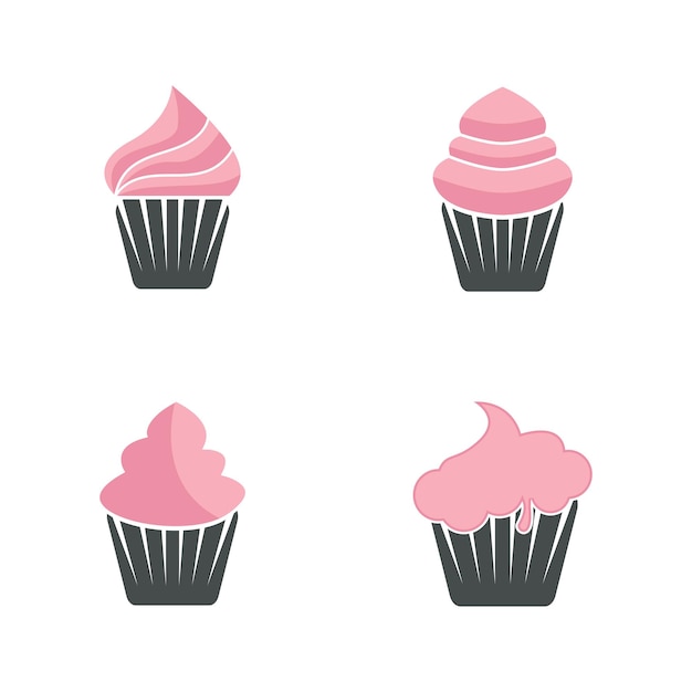 Delizioso cupcake icona illustrazione vettoriale modello design