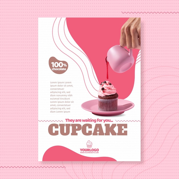 Modello di poster delizioso cupcake