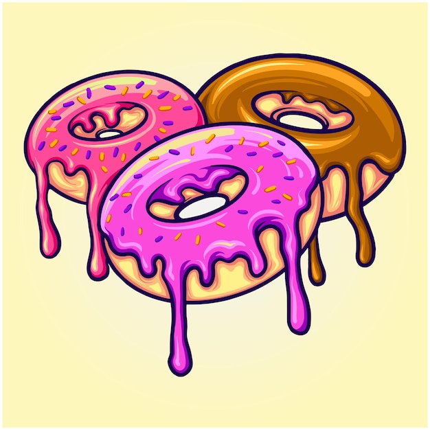 Delicious cute ring donut illustration