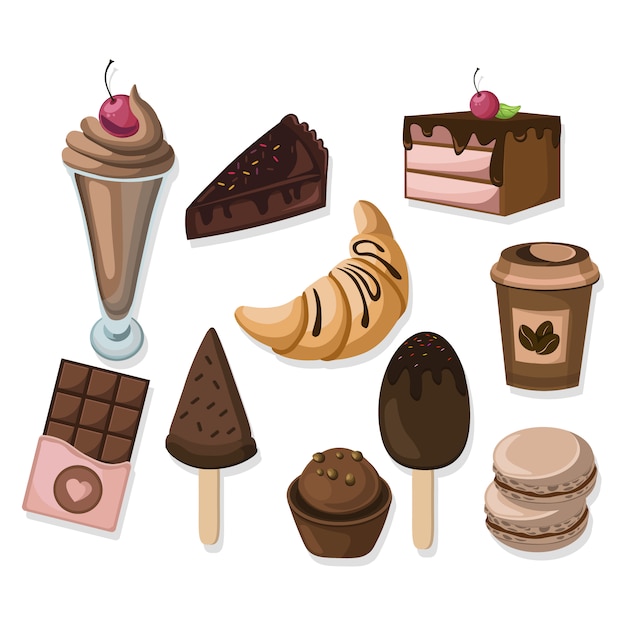 Vector delicious dessert collection