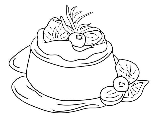 delicious dessert outline for coloring book