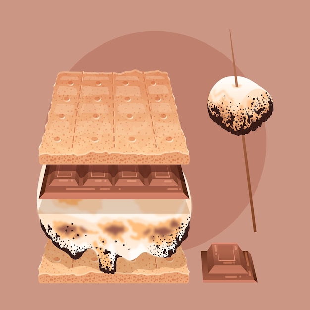 Delicious detailed s'more illustration